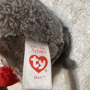 Ty Gray Holiday Mouse, Max, 2016, Plush with Red Accents